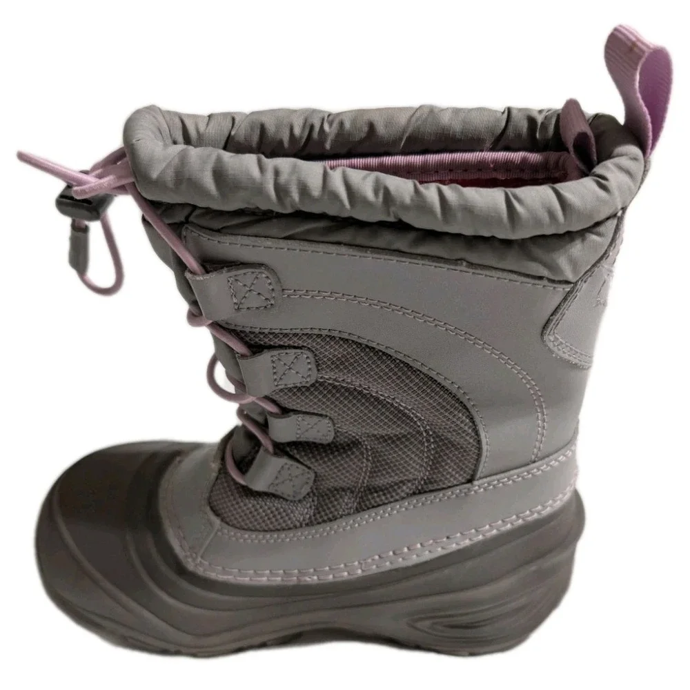 The North Face‎ Kids Snow Boots Girls Sz 1 Gray Pink Waterproof Insulated Winter